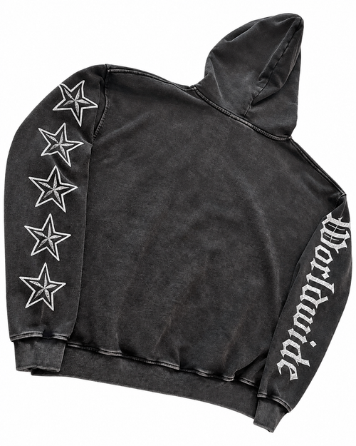 Built Different Oversized Graphic Hoodie – Washed Black