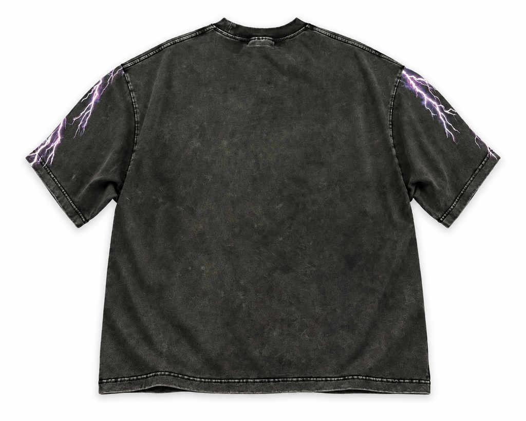 Back of Mass Appeal Live Loud washed-black graphic T-shirt on white