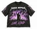 Front of Mass Appeal Live Loud washed-black graphic T-shirt on white