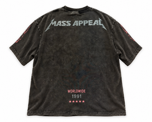 Back of Mass Appeal The Leash Is Off washed-black graphic T-shirt on white