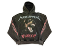 Front of Mass Appeal The Leash Is Off washed-black hoodie with original artwork on a white background